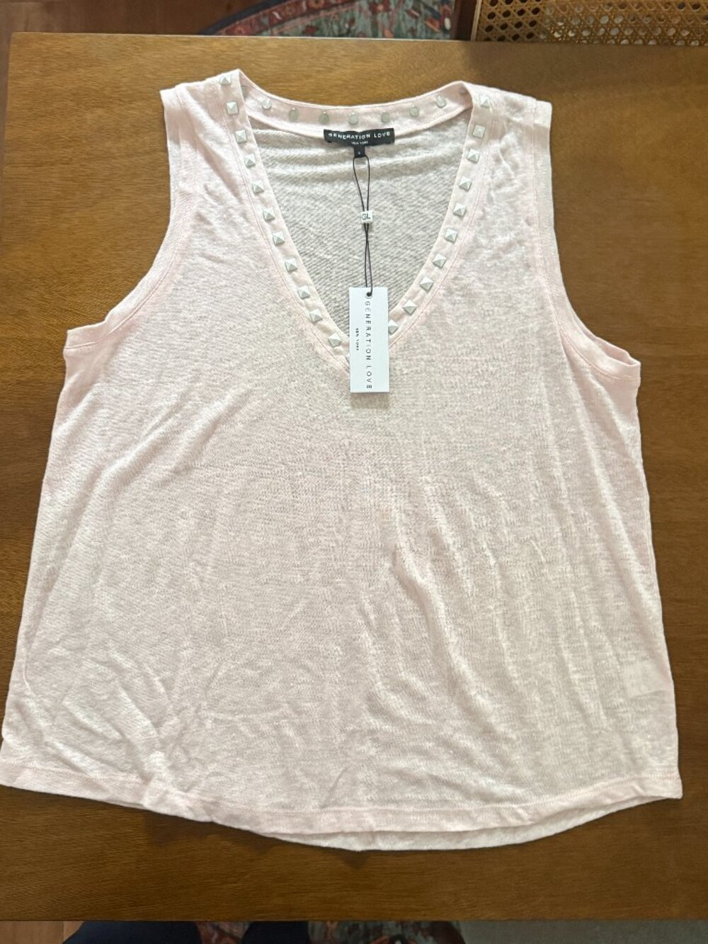 Pink Tank Top Size Large Generation Love with Cute Studs